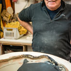 John Higgins at work in his studio 2018